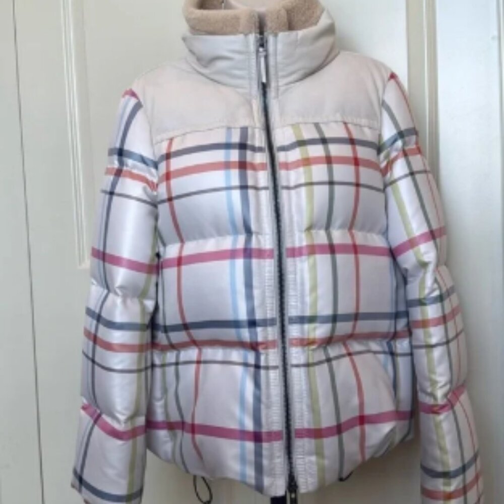 Coach Down Puffer Jacket Women's Legacy Tattersall Winter Coat, 83128, Plaid NEW